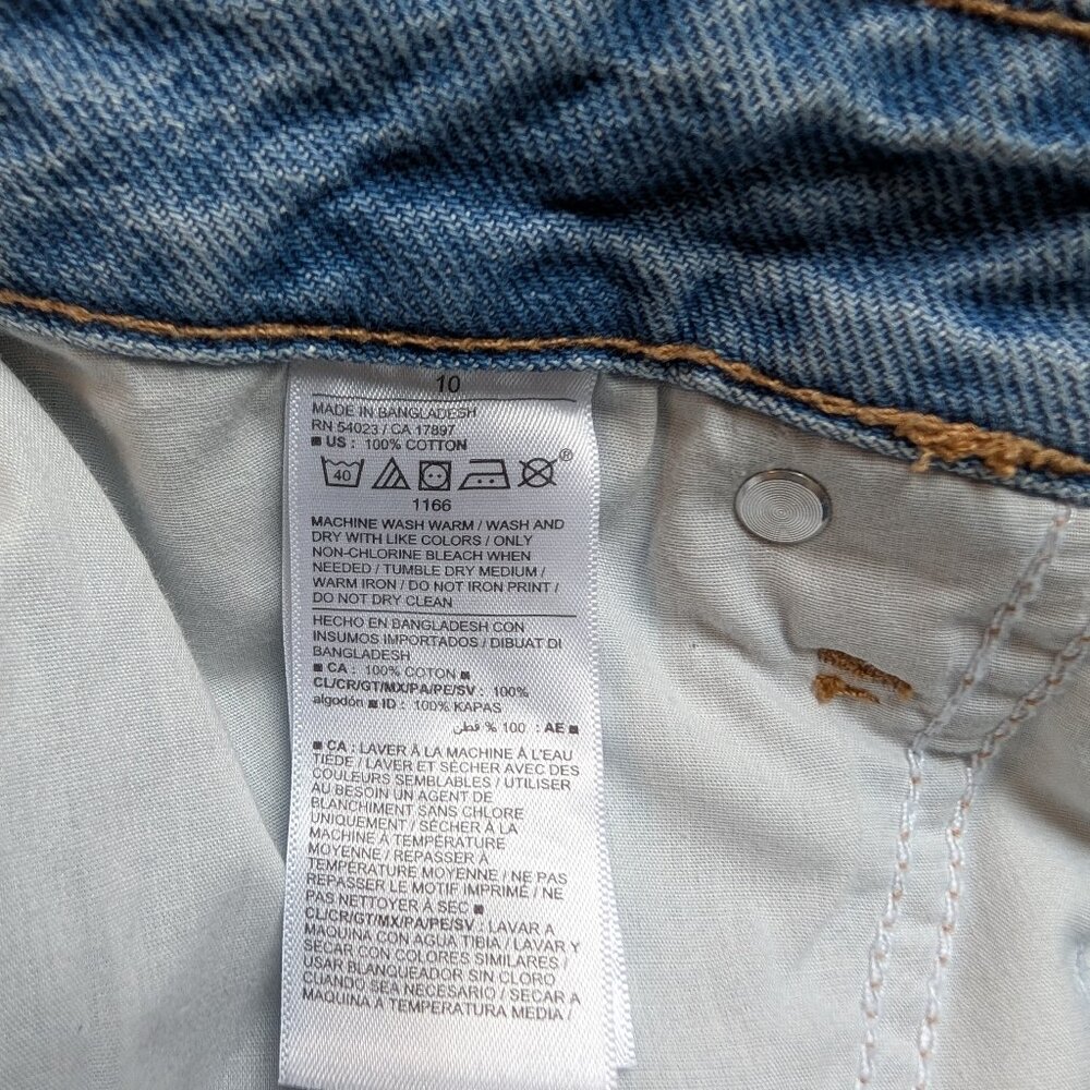 Old Navy Two-Tone Blue Jean Mini Skirt Frayed Hem Size 10 Denim Streetwear - Picture 7 of 7